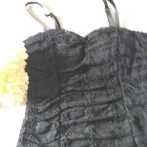 GREEN COAST Lace Overlay CORSET Top with Straps